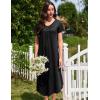 imageEkouaer 3 Pack Long Nightgowns for Women Plus Size House Dress Short Sleeve Night Gown V Neck Casual Nightshirt M4XLBlackGreyLeopard
