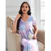 imageEkouaer 3 Pack Long Nightgowns for Women Plus Size House Dress Short Sleeve Night Gown V Neck Casual Nightshirt M4XLBlackNavy BlueTie Dye