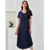 imageEkouaer 3 Pack Long Nightgowns for Women Plus Size House Dress Short Sleeve Night Gown V Neck Casual Nightshirt M4XLBlackNavy BlueTie Dye