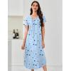 imageEkouaer 3 Pack Long Nightgowns for Women Plus Size House Dress Short Sleeve Night Gown V Neck Casual Nightshirt M4XLBlackPinkBlue Star