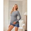 imageEkouaer 3 Packs Maternity Shirts Crew Neck Long Sleeve Pregnancy Tee Tops Tunic Blouse Casual Mama Clothes3pcs Burgundy Red  Caramel  Grey