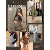 imageEkouaer 3 Packs Maternity Shirts Crew Neck Long Sleeve Pregnancy Tee Tops Tunic Blouse Casual Mama Clothes3pcs Burgundy Red  Caramel  Grey