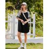 imageEkouaer Cotton Nightgowns for Women Short Sleeve Sleep Shirts Crew Neck Night Shirts Soft Color Block Night GownBlack