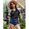 imageEkouaer Cotton Nightgowns for Women Short Sleeve Sleep Shirts Crew Neck Night Shirts Soft Color Block Night GownBlack