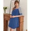 imageEkouaer Cotton Nightgowns for Women Short Sleeve Sleep Shirts Crew Neck Night Shirts Soft Color Block Night GownBlue
