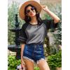 imageEkouaer Cotton Nightgowns for Women Short Sleeve Sleep Shirts Crew Neck Night Shirts Soft Color Block Night GownDark Grey