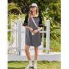 imageEkouaer Cotton Nightgowns for Women Short Sleeve Sleep Shirts Crew Neck Night Shirts Soft Color Block Night GownDark Grey