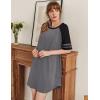 imageEkouaer Cotton Nightgowns for Women Short Sleeve Sleep Shirts Crew Neck Night Shirts Soft Color Block Night GownDark Grey