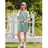 imageEkouaer Cotton Nightgowns for Women Short Sleeve Sleep Shirts Crew Neck Night Shirts Soft Color Block Night GownGreen