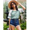 imageEkouaer Cotton Nightgowns for Women Short Sleeve Sleep Shirts Crew Neck Night Shirts Soft Color Block Night GownGreen