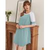 imageEkouaer Cotton Nightgowns for Women Short Sleeve Sleep Shirts Crew Neck Night Shirts Soft Color Block Night GownGreen