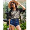 imageEkouaer Cotton Nightgowns for Women Short Sleeve Sleep Shirts Crew Neck Night Shirts Soft Color Block Night GownLeopard Brown