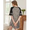 imageEkouaer Cotton Nightgowns for Women Short Sleeve Sleep Shirts Crew Neck Night Shirts Soft Color Block Night GownLeopard Brown