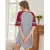 imageEkouaer Cotton Nightgowns for Women Short Sleeve Sleep Shirts Crew Neck Night Shirts Soft Color Block Night GownLight Grey