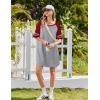 imageEkouaer Cotton Nightgowns for Women Short Sleeve Sleep Shirts Crew Neck Night Shirts Soft Color Block Night GownLight Grey