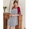 imageEkouaer Cotton Nightgowns for Women Short Sleeve Sleep Shirts Crew Neck Night Shirts Soft Color Block Night GownLight Grey
