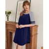 imageEkouaer Cotton Nightgowns for Women Short Sleeve Sleep Shirts Crew Neck Night Shirts Soft Color Block Night GownNavy Blue