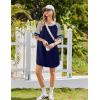 imageEkouaer Cotton Nightgowns for Women Short Sleeve Sleep Shirts Crew Neck Night Shirts Soft Color Block Night GownNavy Blue