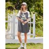 imageEkouaer Cotton Nightgowns for Women Short Sleeve Sleep Shirts Crew Neck Night Shirts Soft Color Block Night GownQueen Grey