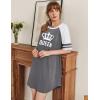 imageEkouaer Cotton Nightgowns for Women Short Sleeve Sleep Shirts Crew Neck Night Shirts Soft Color Block Night GownQueen Grey
