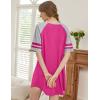 imageEkouaer Cotton Nightgowns for Women Short Sleeve Sleep Shirts Crew Neck Night Shirts Soft Color Block Night GownRose Red