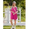 imageEkouaer Cotton Nightgowns for Women Short Sleeve Sleep Shirts Crew Neck Night Shirts Soft Color Block Night GownRose Red