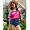 imageEkouaer Cotton Nightgowns for Women Short Sleeve Sleep Shirts Crew Neck Night Shirts Soft Color Block Night GownRose Red