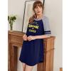 imageEkouaer Cotton Nightgowns for Women Short Sleeve Sleep Shirts Crew Neck Night Shirts Soft Color Block Night GownSunshine Blue