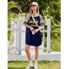 imageEkouaer Cotton Nightgowns for Women Short Sleeve Sleep Shirts Crew Neck Night Shirts Soft Color Block Night GownSunshine Blue