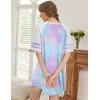 imageEkouaer Cotton Nightgowns for Women Short Sleeve Sleep Shirts Crew Neck Night Shirts Soft Color Block Night GownTie Dye