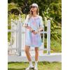 imageEkouaer Cotton Nightgowns for Women Short Sleeve Sleep Shirts Crew Neck Night Shirts Soft Color Block Night GownTie Dye