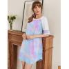 imageEkouaer Cotton Nightgowns for Women Short Sleeve Sleep Shirts Crew Neck Night Shirts Soft Color Block Night GownTie Dye