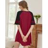 imageEkouaer Cotton Nightgowns for Women Short Sleeve Sleep Shirts Crew Neck Night Shirts Soft Color Block Night GownWine Red