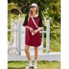 imageEkouaer Cotton Nightgowns for Women Short Sleeve Sleep Shirts Crew Neck Night Shirts Soft Color Block Night GownWine Red