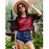 imageEkouaer Cotton Nightgowns for Women Short Sleeve Sleep Shirts Crew Neck Night Shirts Soft Color Block Night GownWine Red