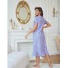 imageEkouaer Cotton Nightgowns for Women Soft Long Button Night Gowns Comfy House Dress with Pockets Short Sleeve Sleepwear S3XLBlue Dot