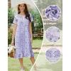 imageEkouaer Cotton Nightgowns for Women Soft Long Button Night Gowns Comfy House Dress with Pockets Short Sleeve Sleepwear S3XLBlue Dot