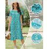 imageEkouaer Cotton Nightgowns for Women Soft Long Button Night Gowns Comfy House Dress with Pockets Short Sleeve Sleepwear S3XLGreen Florals