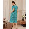 imageEkouaer Cotton Nightgowns for Women Soft Long Button Night Gowns Comfy House Dress with Pockets Short Sleeve Sleepwear S3XLGreen Florals
