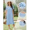 imageEkouaer Cotton Nightgowns for Women Soft Long Button Night Gowns Comfy House Dress with Pockets Short Sleeve Sleepwear S3XLLight Blue