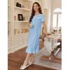 imageEkouaer Cotton Nightgowns for Women Soft Long Button Night Gowns Comfy House Dress with Pockets Short Sleeve Sleepwear S3XLLight Blue
