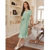 imageEkouaer Cotton Nightgowns for Women Soft Long Button Night Gowns Comfy House Dress with Pockets Short Sleeve Sleepwear S3XLLight Green