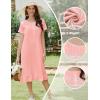 imageEkouaer Cotton Nightgowns for Women Soft Long Button Night Gowns Comfy House Dress with Pockets Short Sleeve Sleepwear S3XLLight Pink