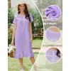 imageEkouaer Cotton Nightgowns for Women Soft Long Button Night Gowns Comfy House Dress with Pockets Short Sleeve Sleepwear S3XLLilac