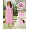 imageEkouaer Cotton Nightgowns for Women Soft Long Button Night Gowns Comfy House Dress with Pockets Short Sleeve Sleepwear S3XLPink