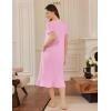 imageEkouaer Cotton Nightgowns for Women Soft Long Button Night Gowns Comfy House Dress with Pockets Short Sleeve Sleepwear S3XLPink