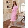imageEkouaer Cotton Nightgowns for Women Soft Long Button Night Gowns Comfy House Dress with Pockets Short Sleeve Sleepwear S3XLPink