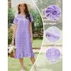 imageEkouaer Cotton Nightgowns for Women Soft Long Button Night Gowns Comfy House Dress with Pockets Short Sleeve Sleepwear S3XLPurple Florals