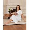 imageEkouaer Cotton Nightgowns for Women Soft Long Button Night Gowns Comfy House Dress with Pockets Short Sleeve Sleepwear S3XLWhite