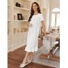 imageEkouaer Cotton Nightgowns for Women Soft Long Button Night Gowns Comfy House Dress with Pockets Short Sleeve Sleepwear S3XLWhite